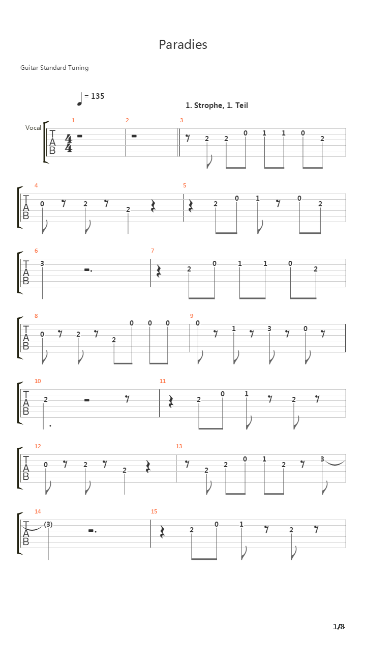 Paradies吉他谱