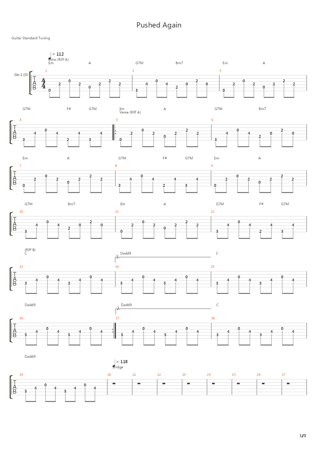 Pushed Again吉他谱