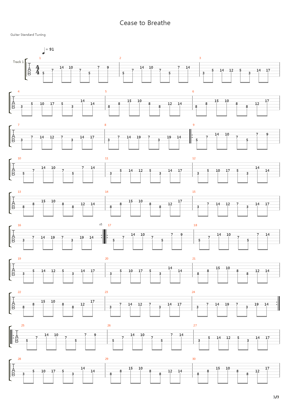Cease To Breath吉他谱