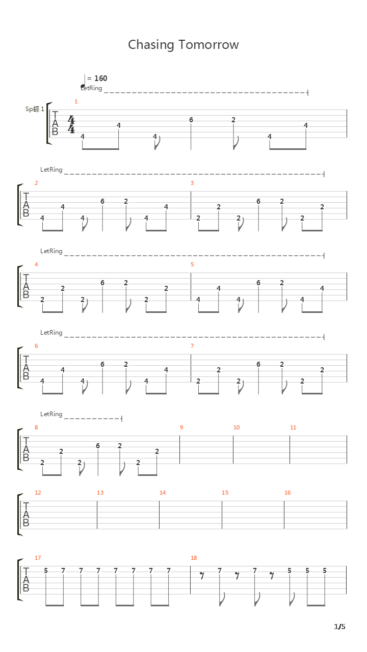 Chasing Tomorrow吉他谱
