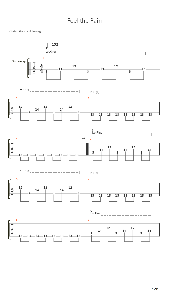 Feel The Pain吉他谱