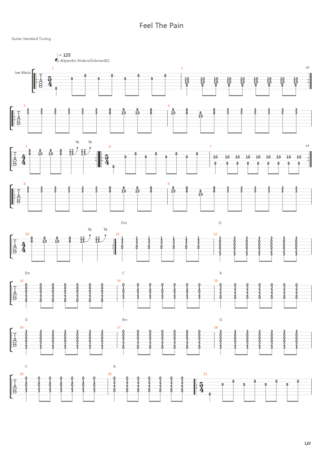 Feel The Pain吉他谱