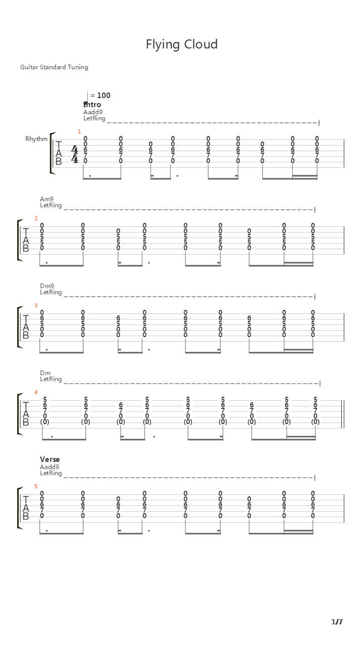 Flying Cloud吉他谱