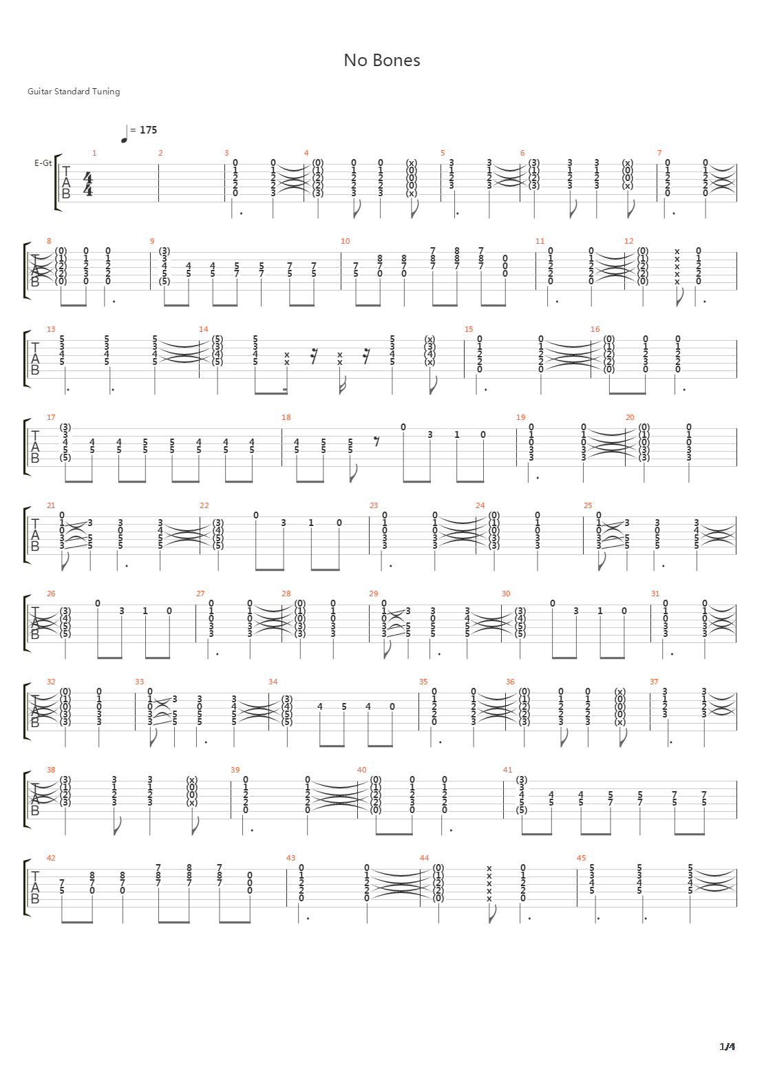 No Bones吉他谱