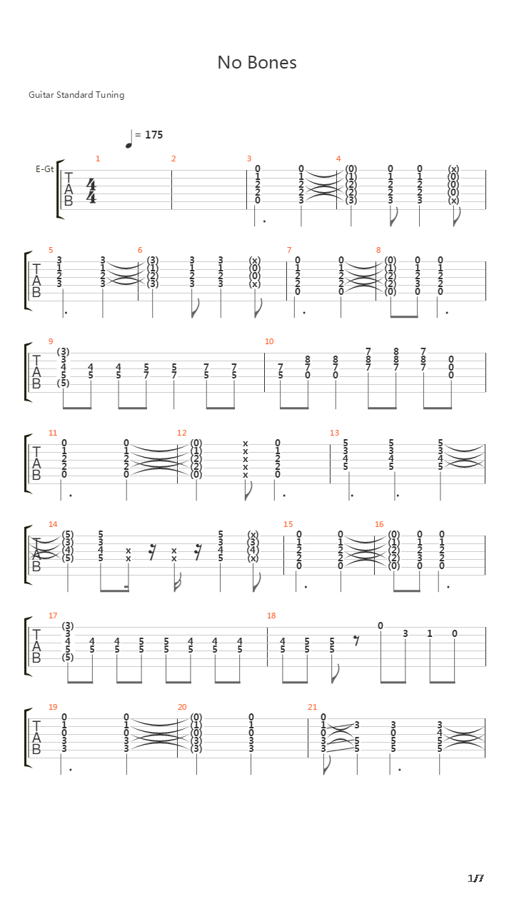 No Bones吉他谱