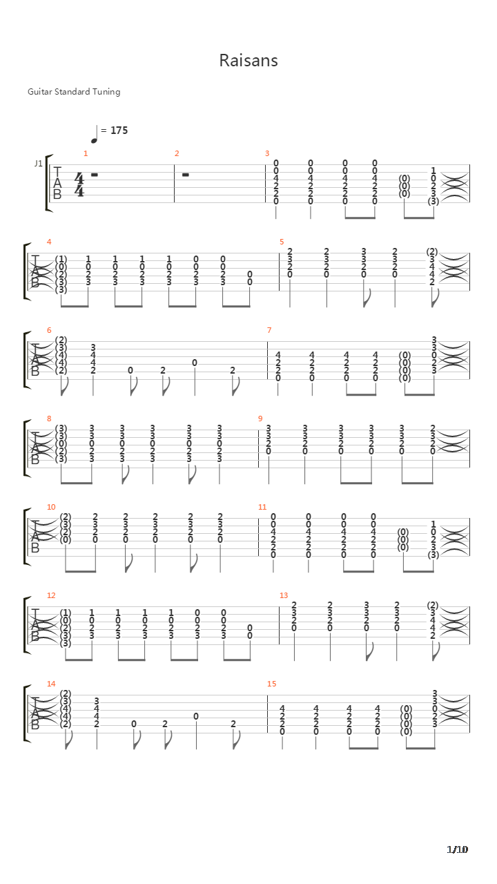 Raisans吉他谱