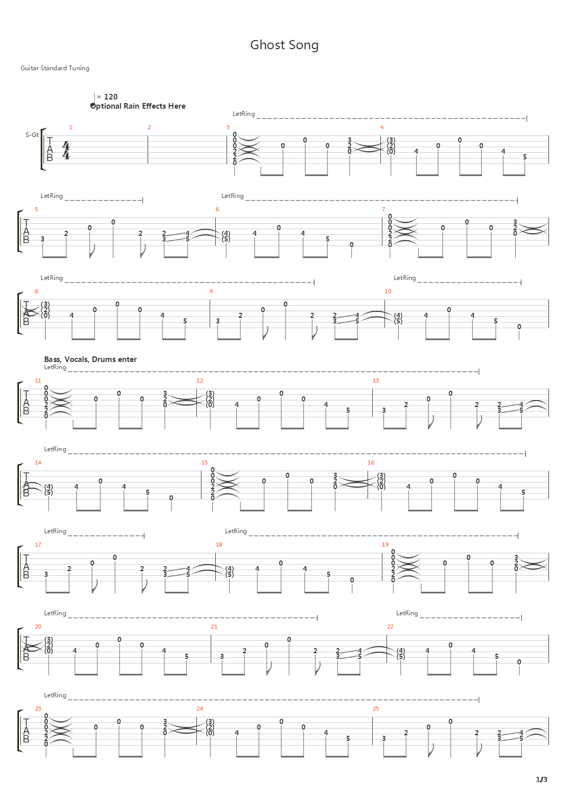 Ghost Song吉他谱