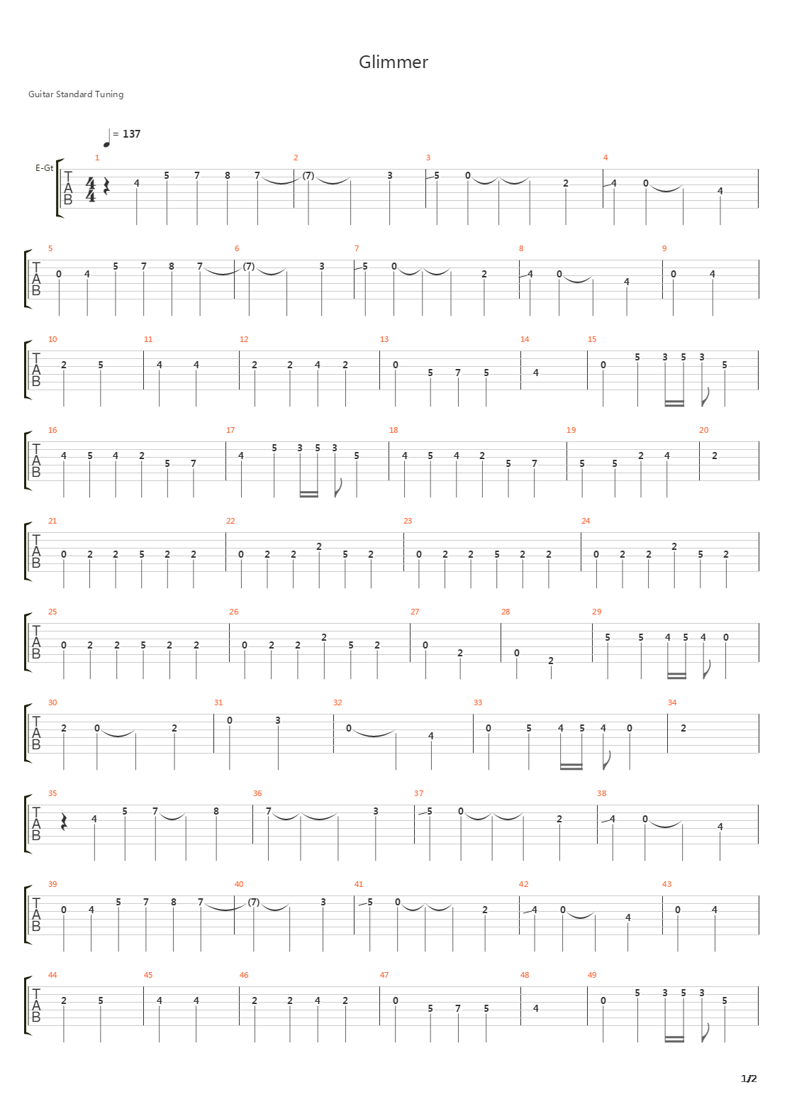 Glimmer吉他谱