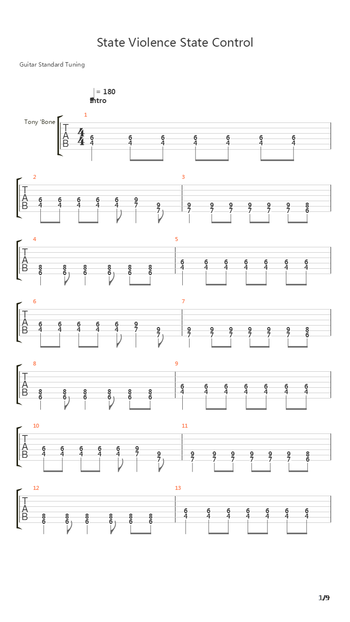 State Violence State Control吉他谱