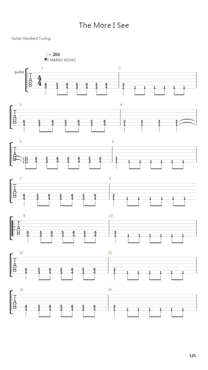 The More I See吉他谱