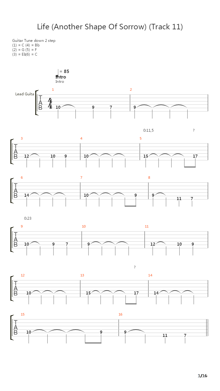 Life Another Shape Of Sorrow吉他谱