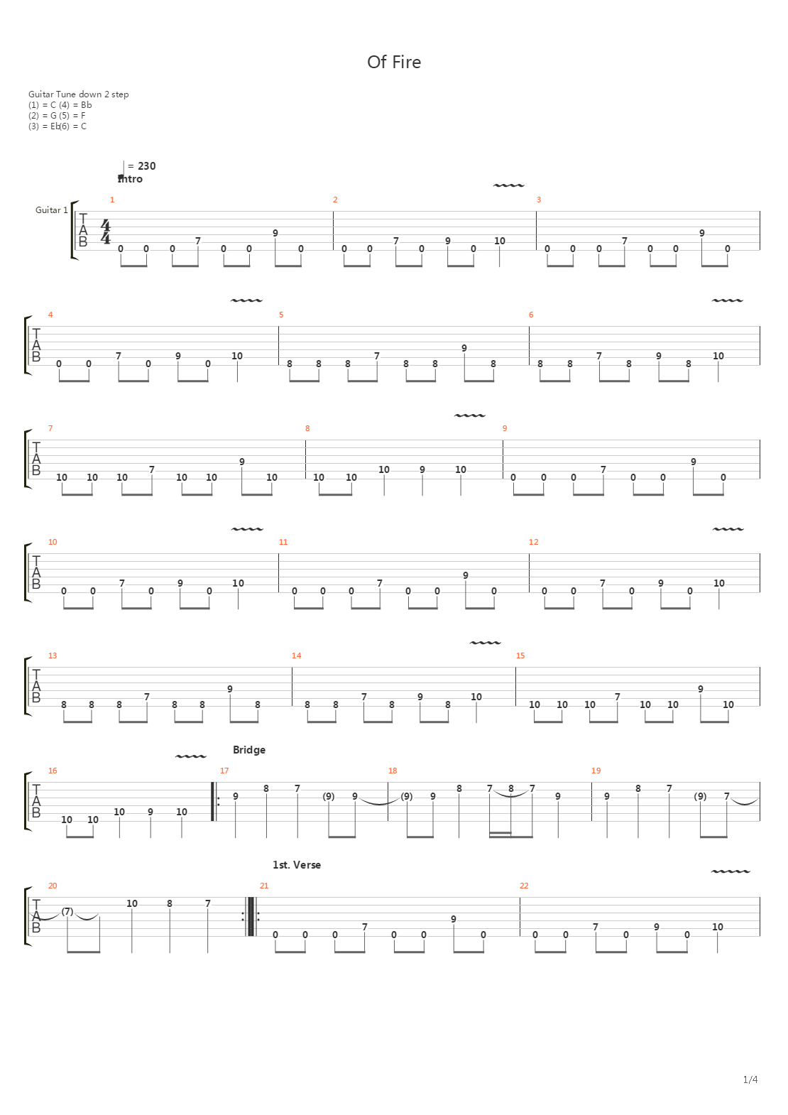 Of Fire吉他谱