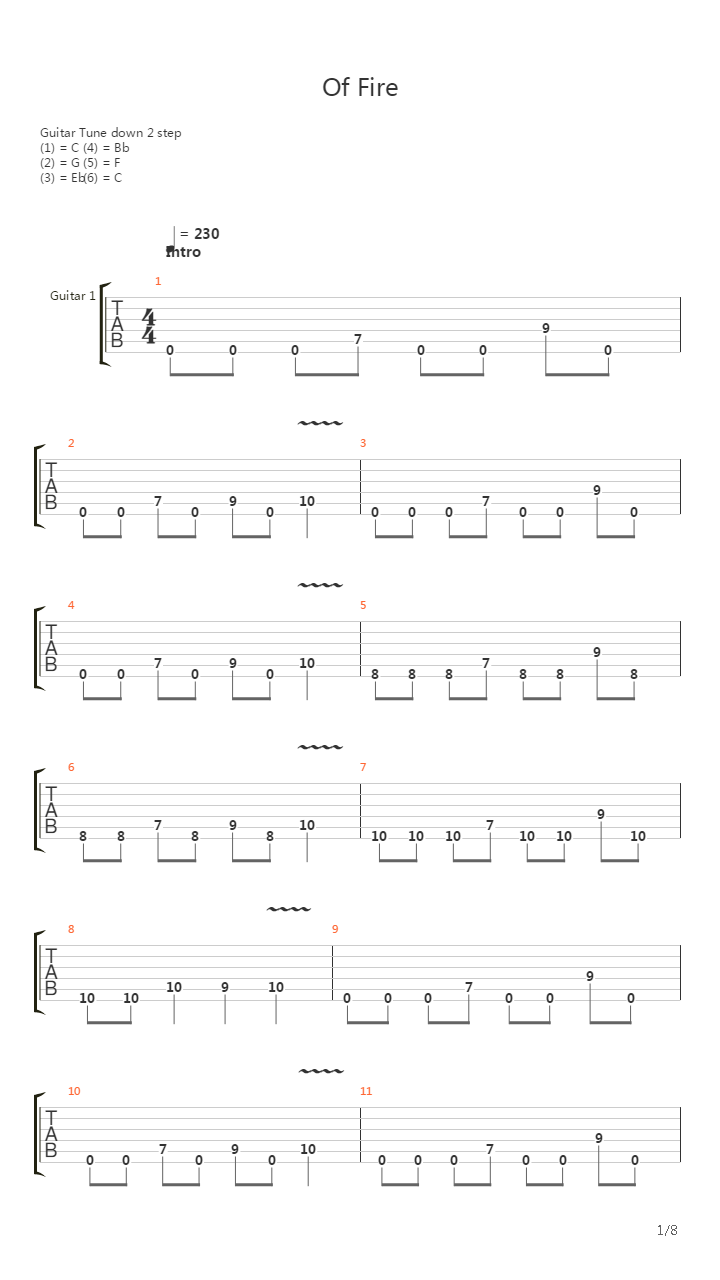 Of Fire吉他谱