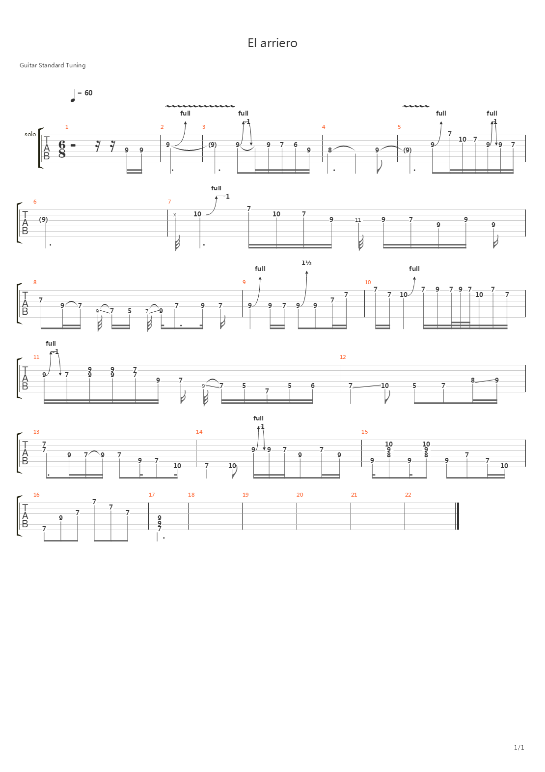 El Arriero吉他谱