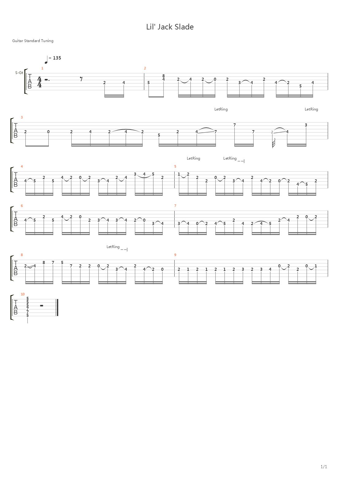 Lil Jack Slade吉他谱