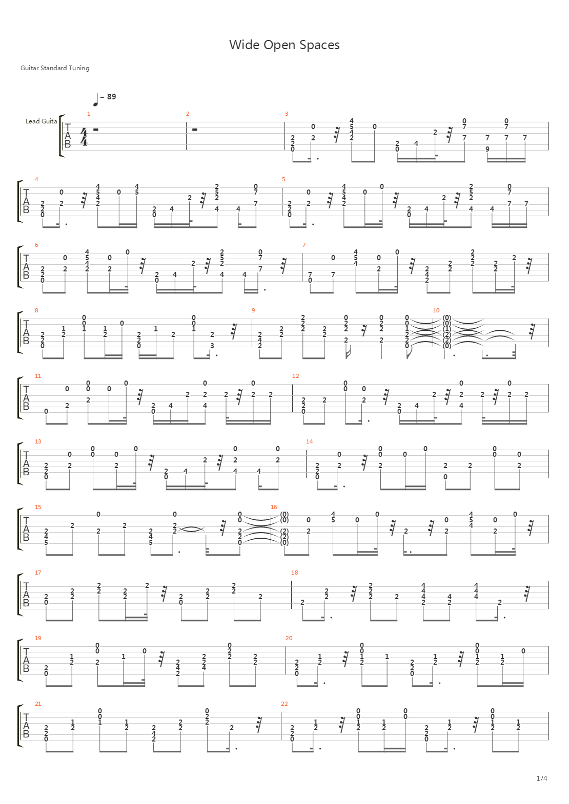 Wide Open Spaces吉他谱