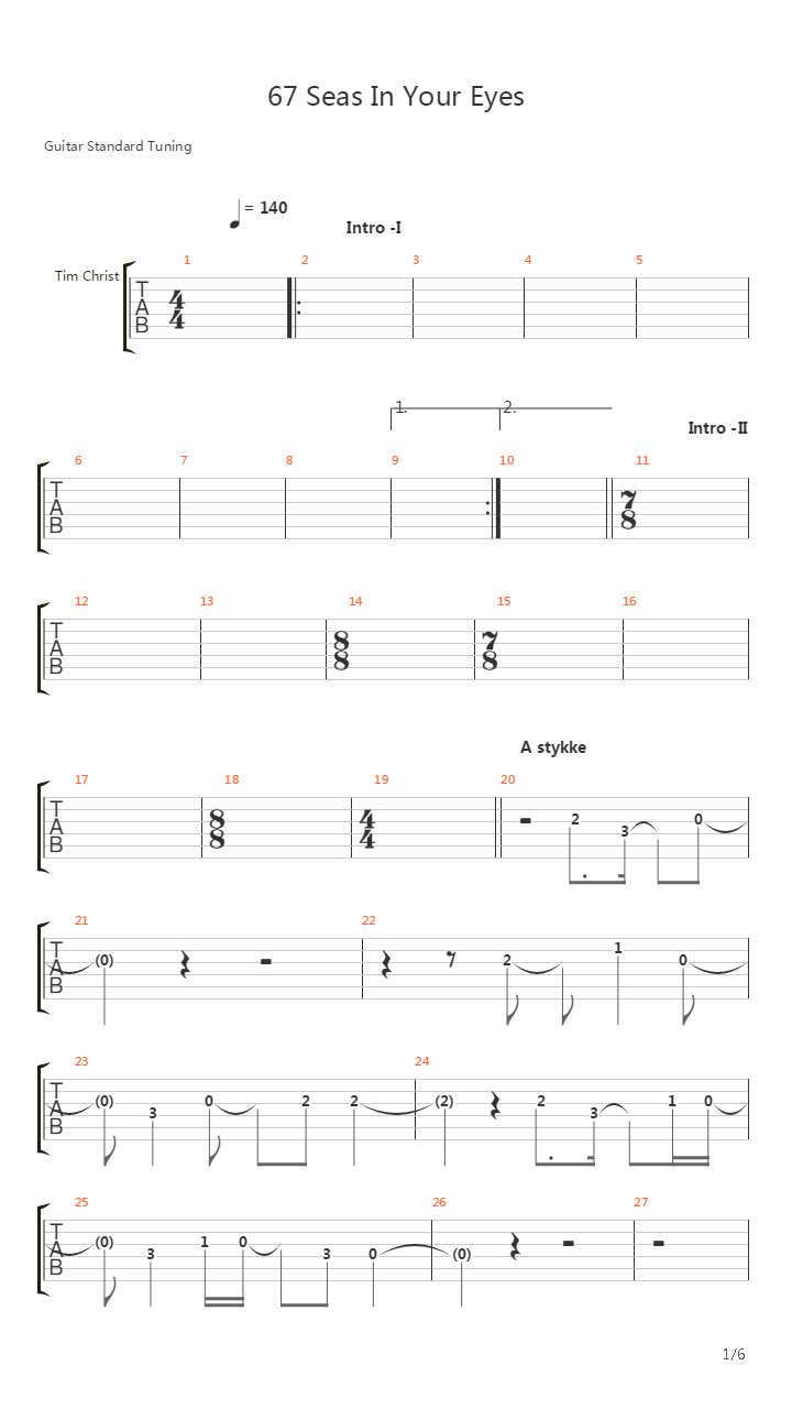 67 Seas In Your Eyes吉他谱