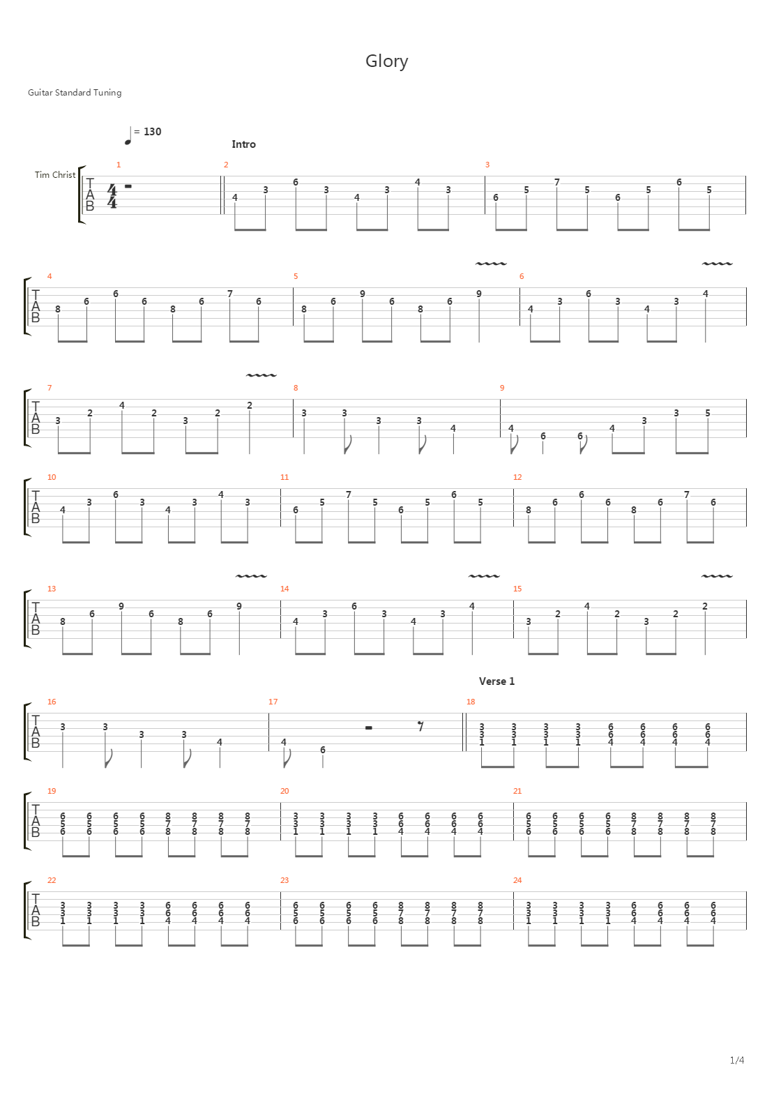 Glory吉他谱