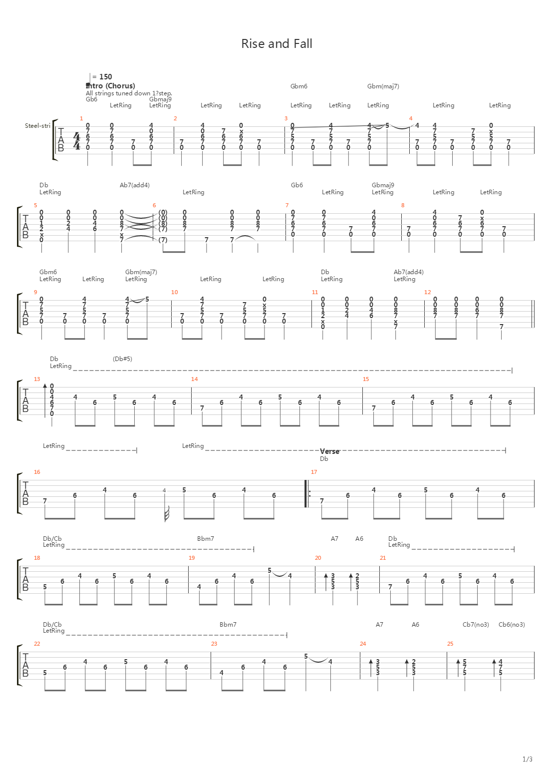 Rise And Fall吉他谱