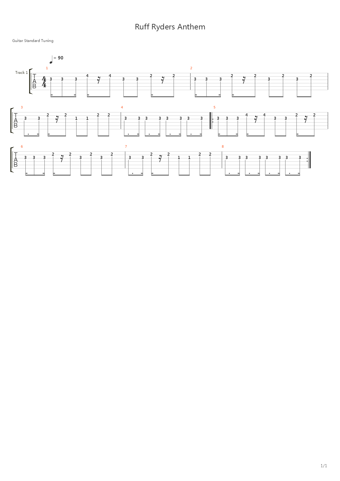 Ruff Ryders Anthem吉他谱