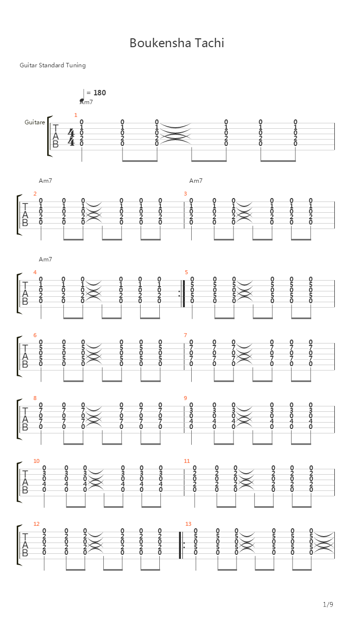 Boukensha Tachi吉他谱