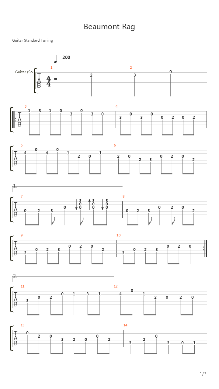 Beaumont Rag吉他谱