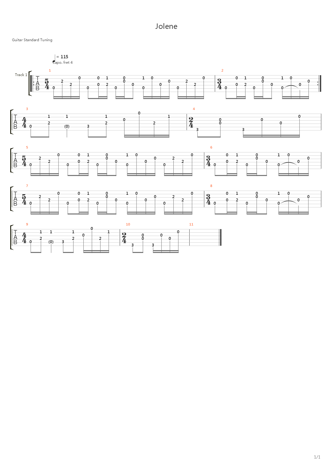 Jolene吉他谱