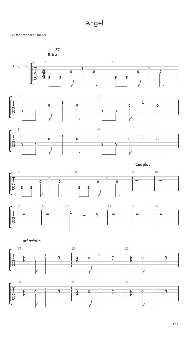 Angel吉他谱