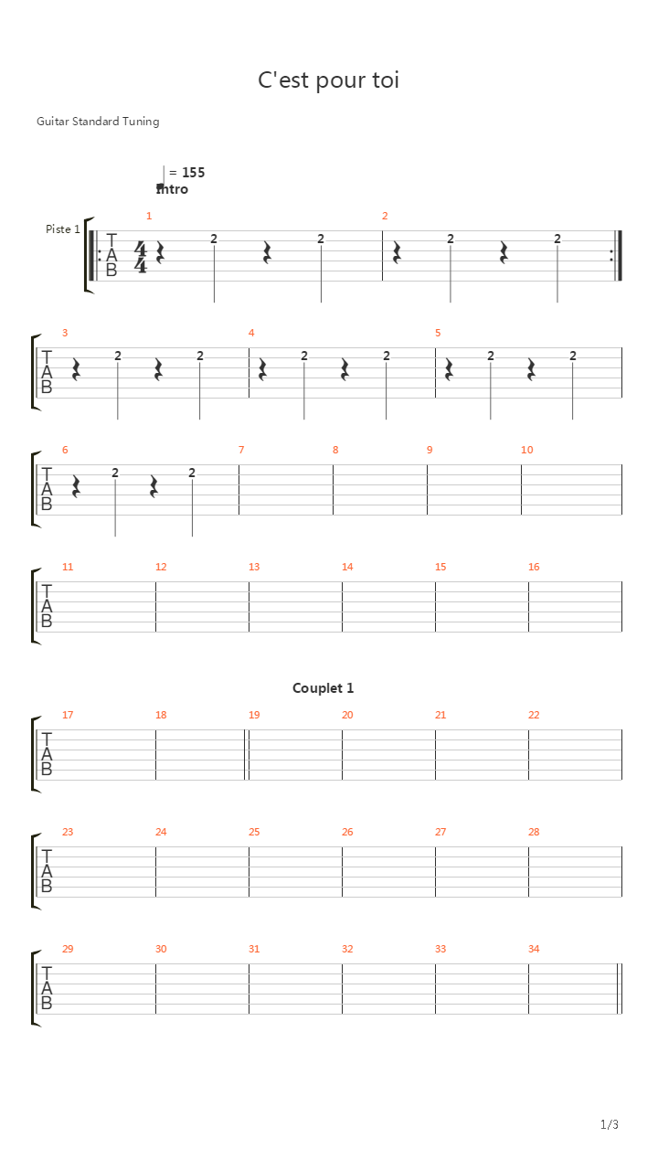 Cest Pour Toi吉他谱