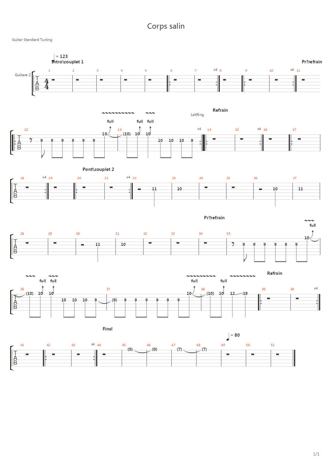 Corps Salin吉他谱