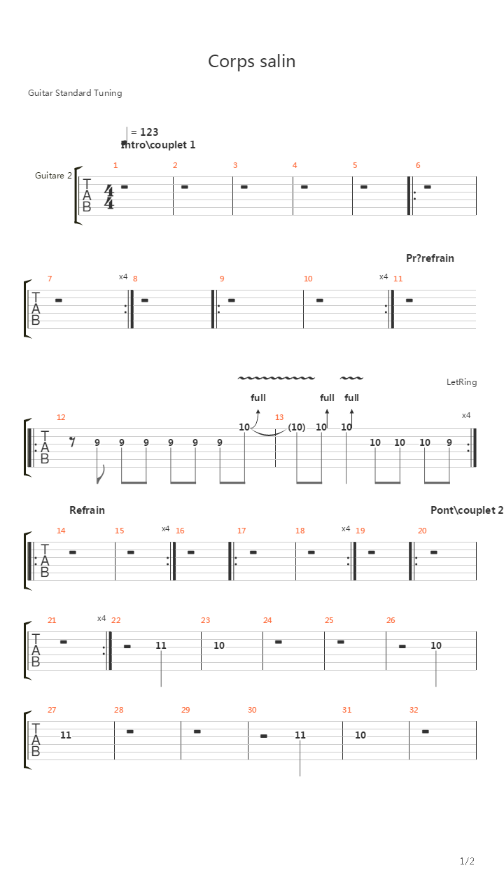 Corps Salin吉他谱