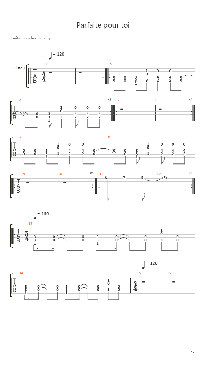 Parfaite Pour Toi吉他谱