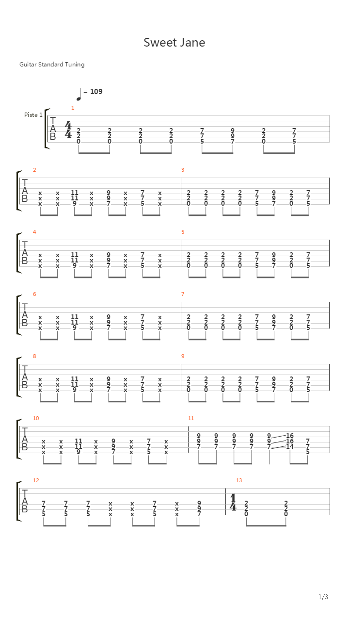Sweet Jane吉他谱