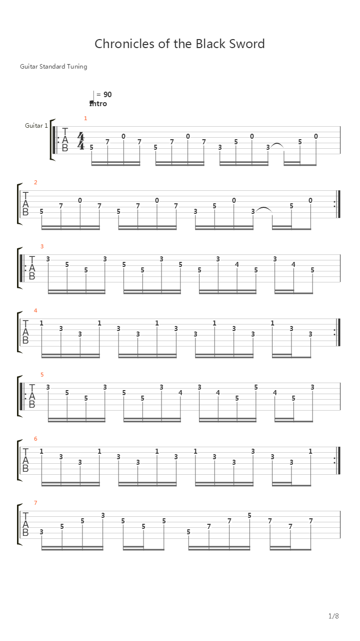 Chronicles Of The Black Sword吉他谱