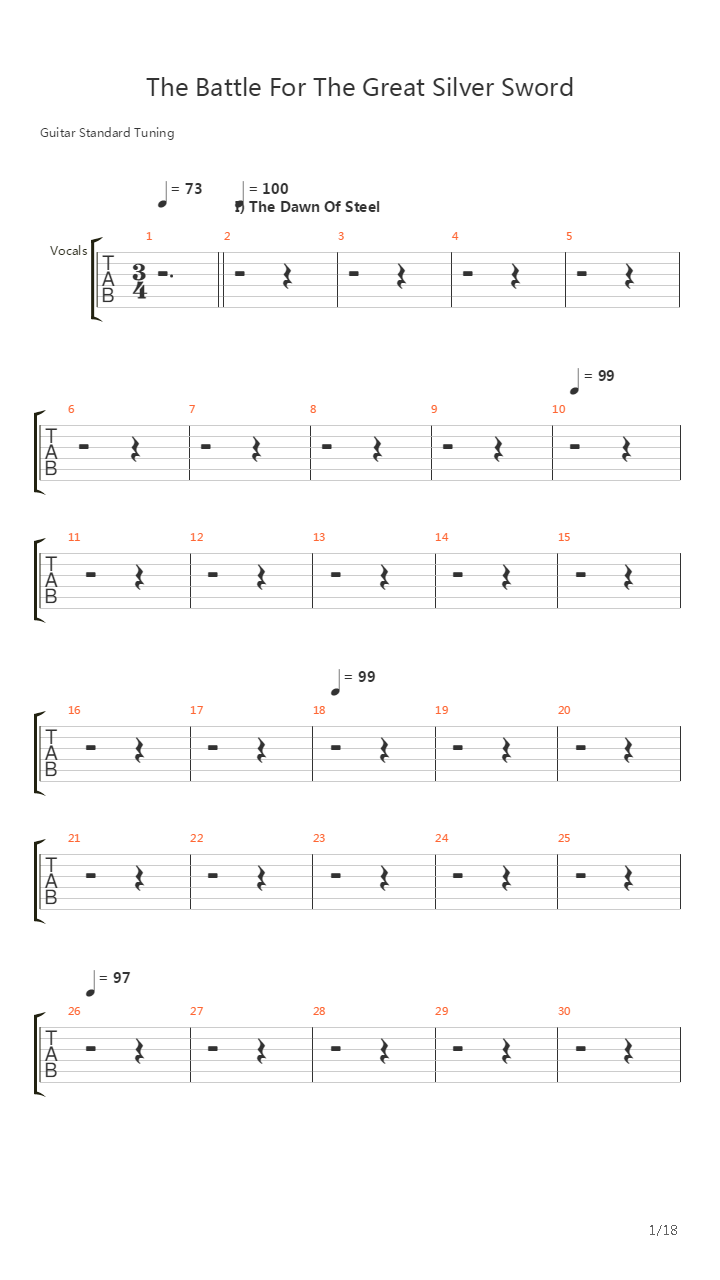 The Battle For The Great Silver Sword吉他谱