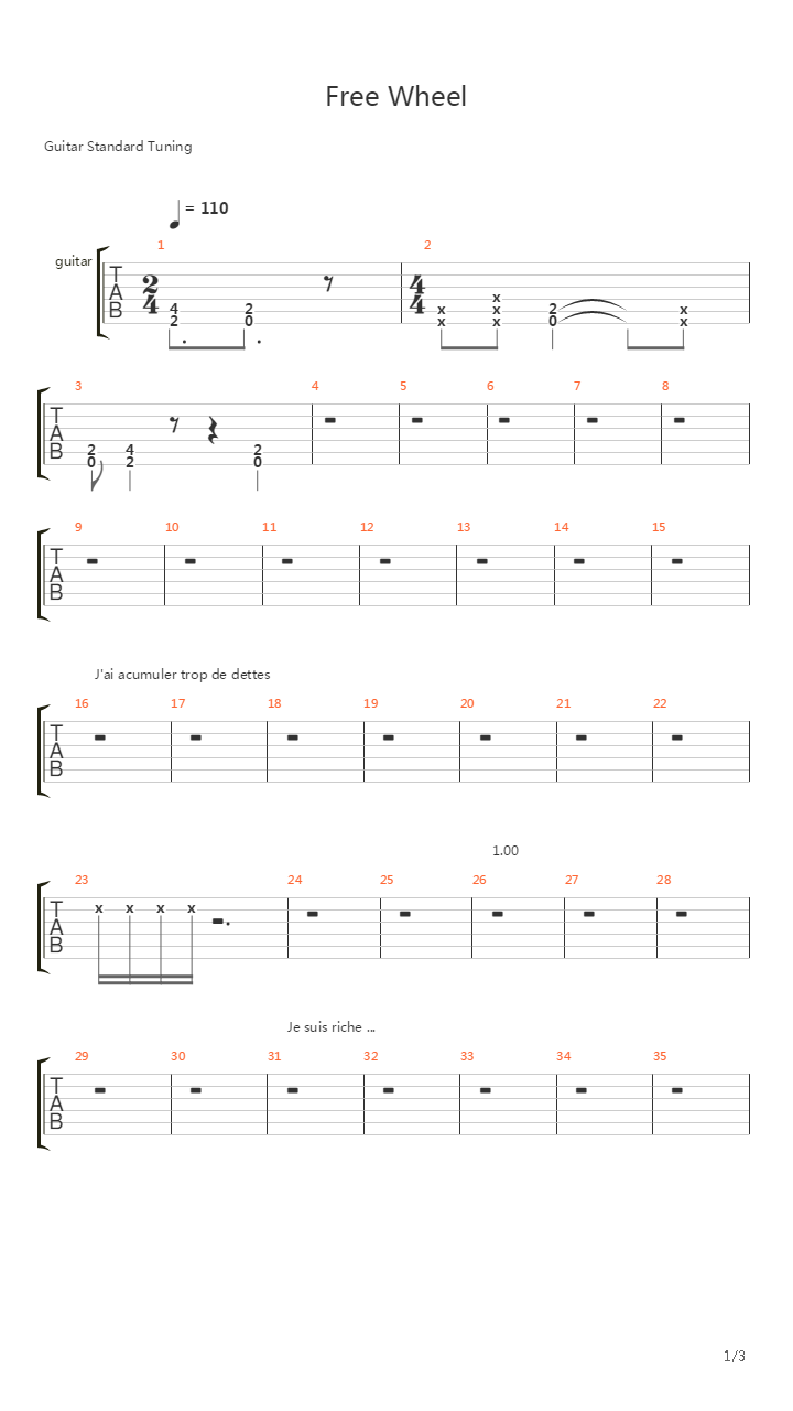 Free Wheel吉他谱