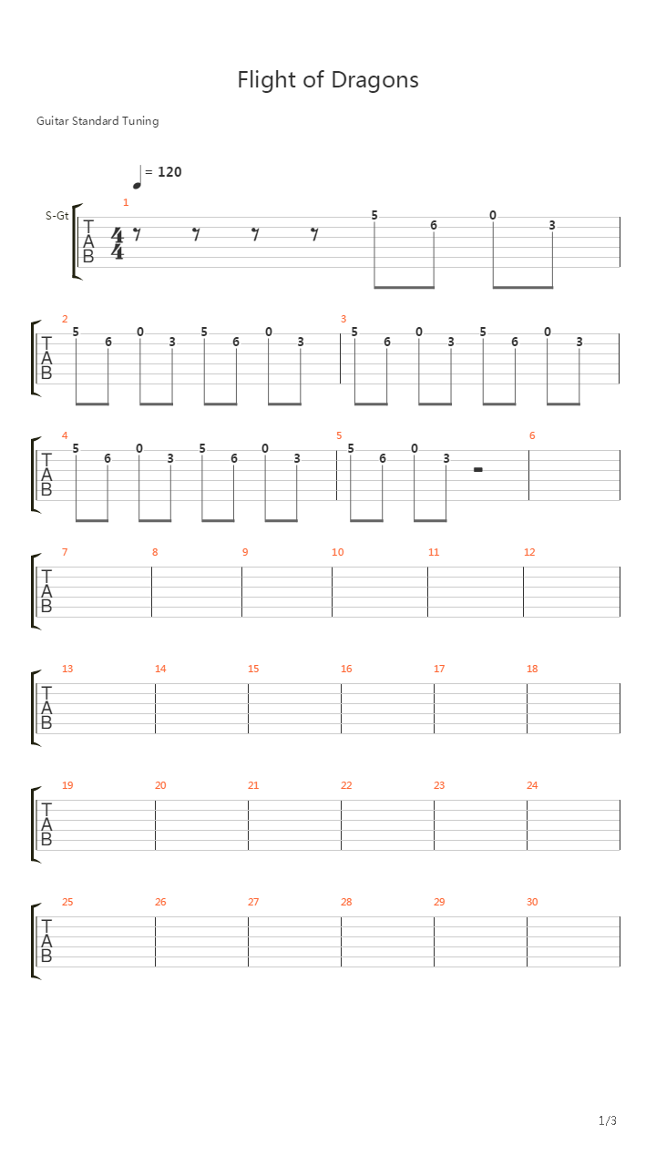 Flight Of Dragons吉他谱
