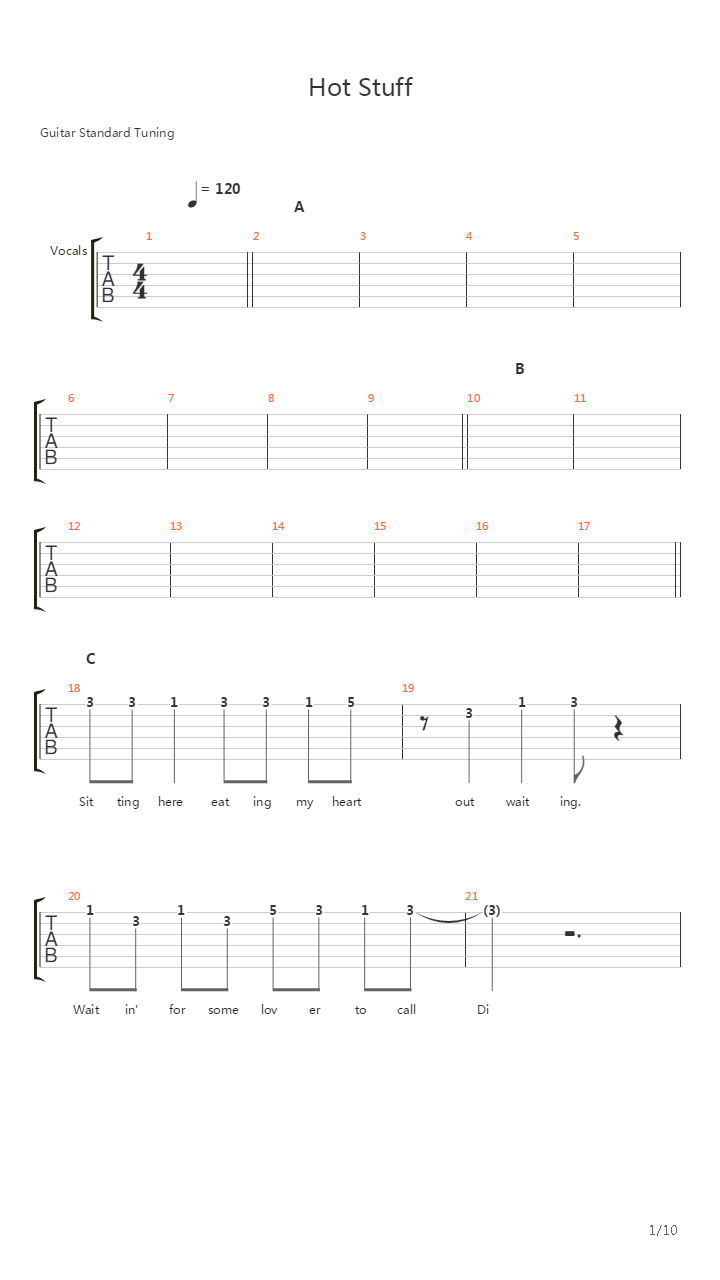 Hot Stuff吉他谱
