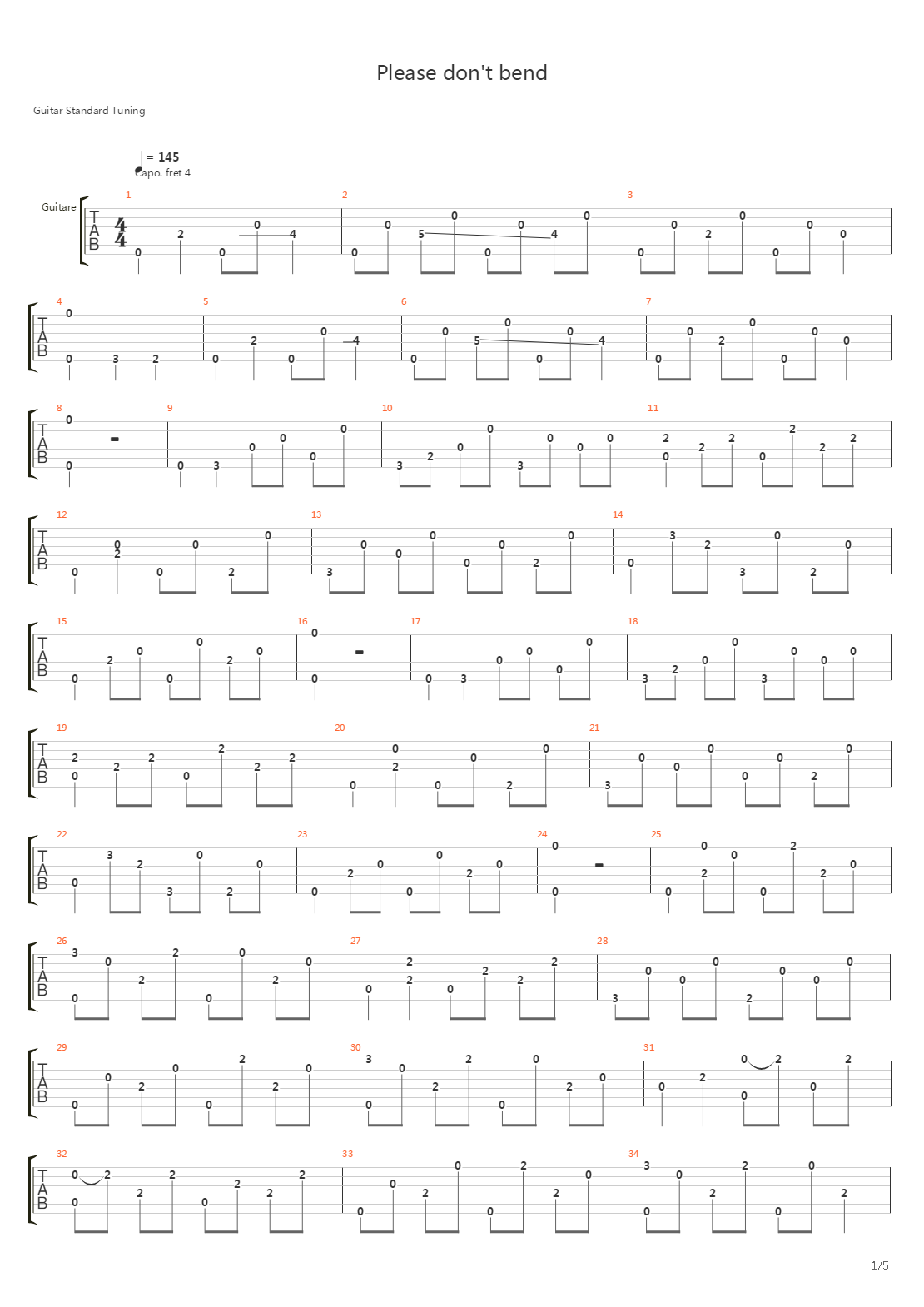 Please Dont Bend吉他谱
