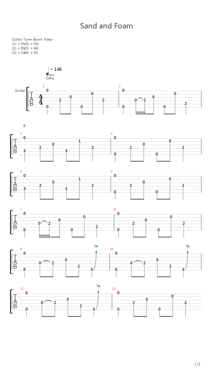 Sand And Foam吉他谱