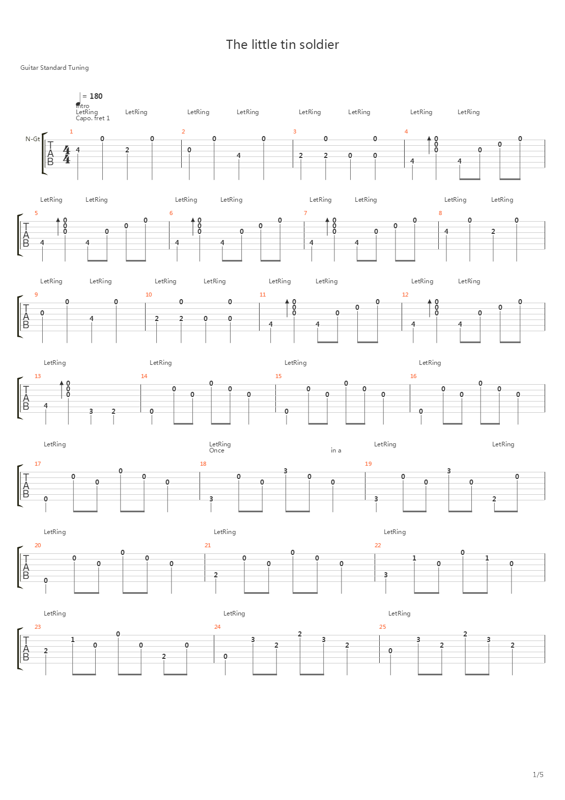 The Little Tin Soldier吉他谱