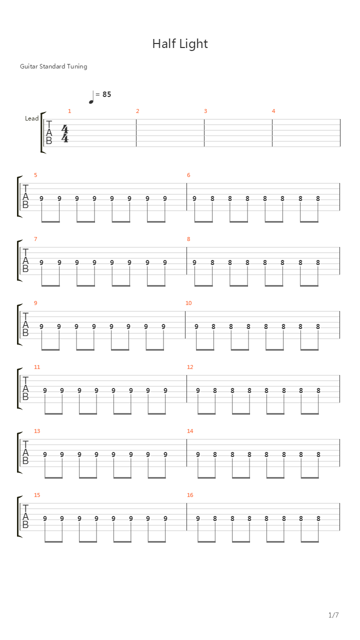 Half Light吉他谱