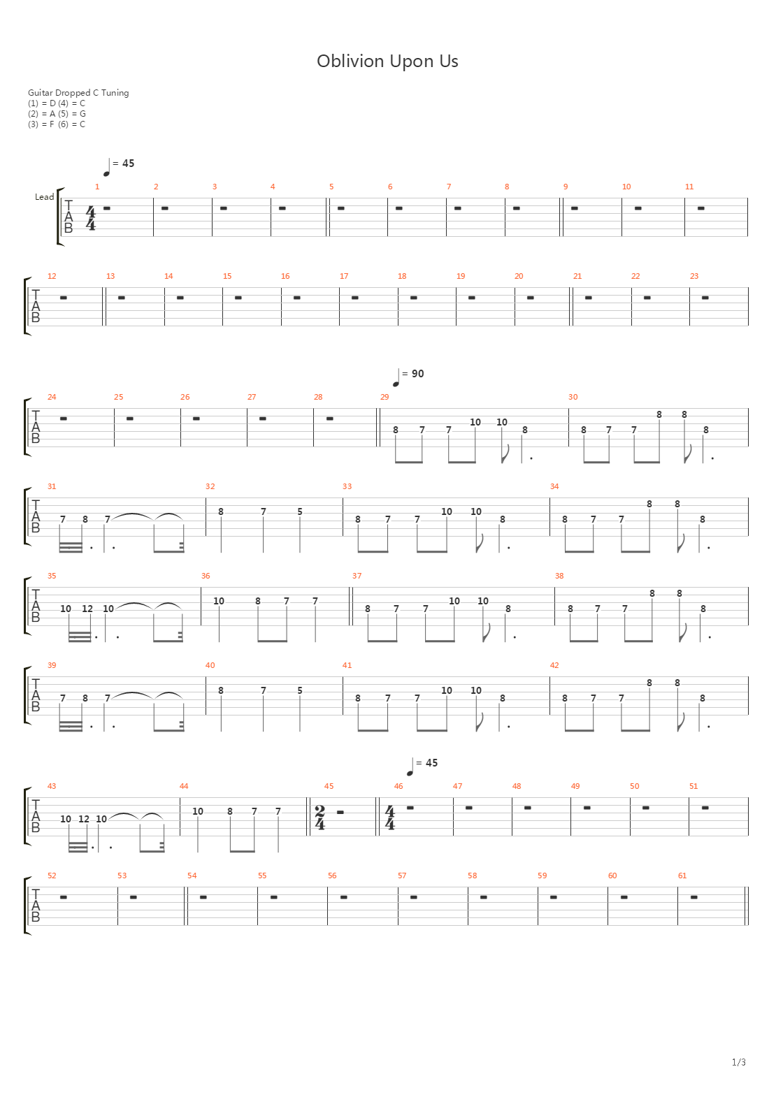Oblivion Upon Us吉他谱