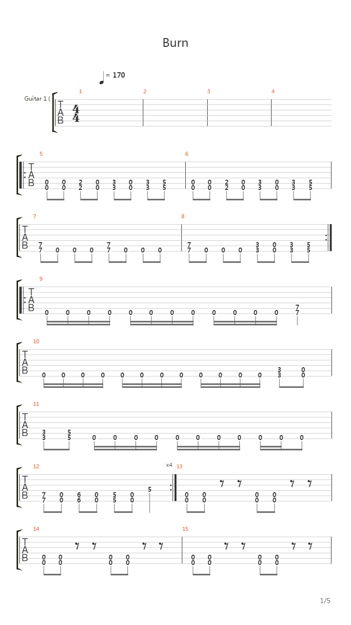 Burn吉他谱