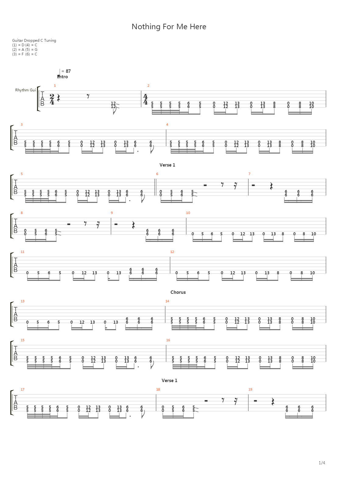 Nothing For Me Here吉他谱