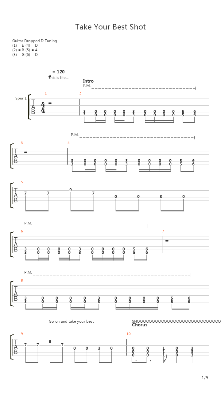 Take Your Best Shot吉他谱