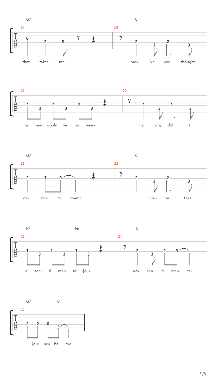 Sentimental Journey吉他谱