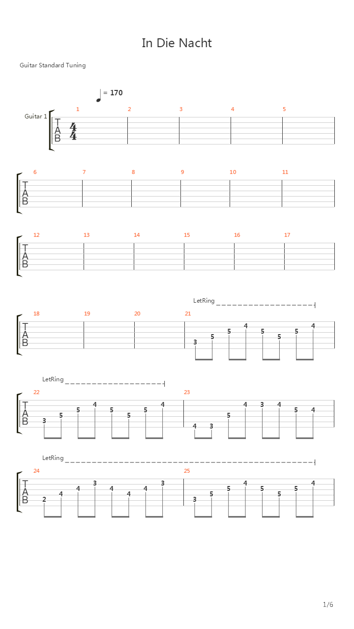 In Die Nacht吉他谱