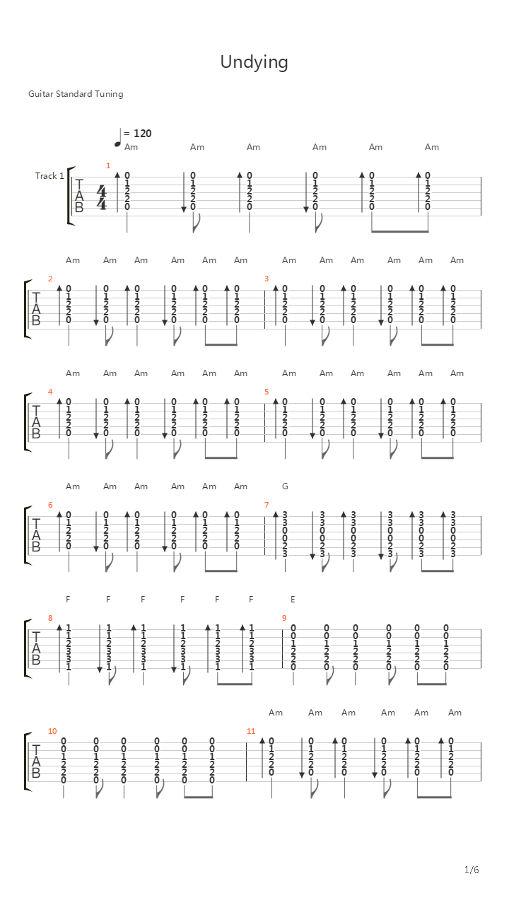 Undying吉他谱