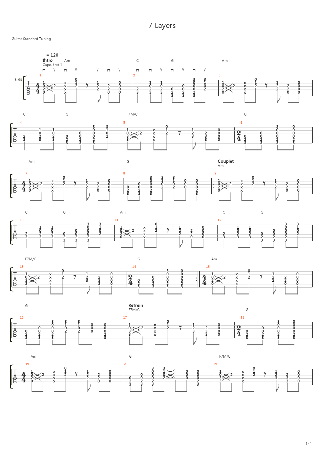 7 Layers吉他谱
